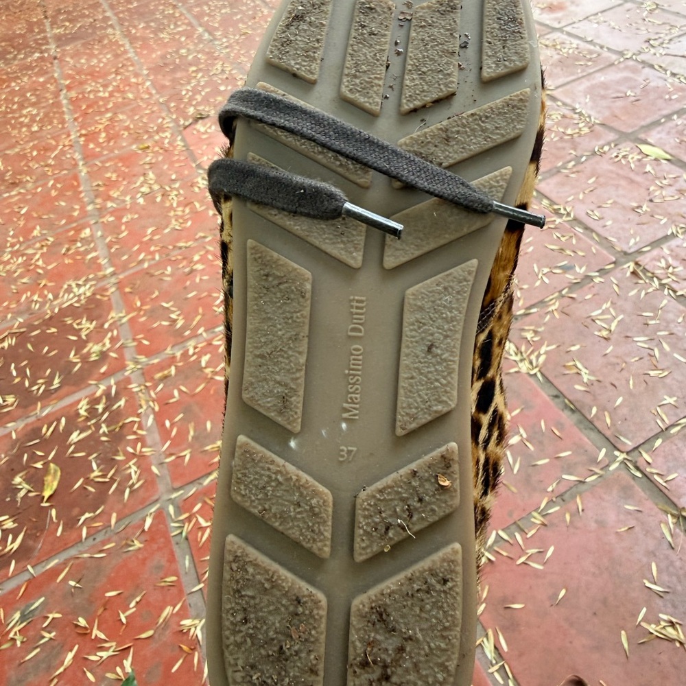 Leopard Print Women’s Casual Lace-Up Sneakers - Brown- Massimo Dutti. Size 37 - Picture 3 of 5